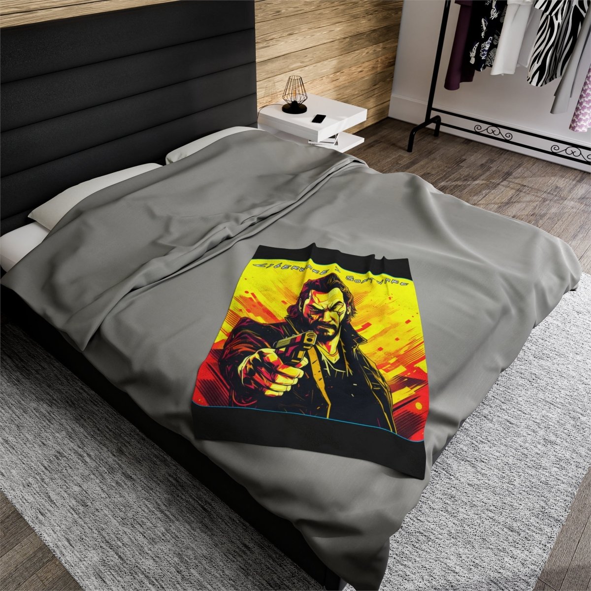 Goated Goods - Cyberpunk 2077 - Cyberware Software - Velveteen Plush Blanket - 30" × 40" -