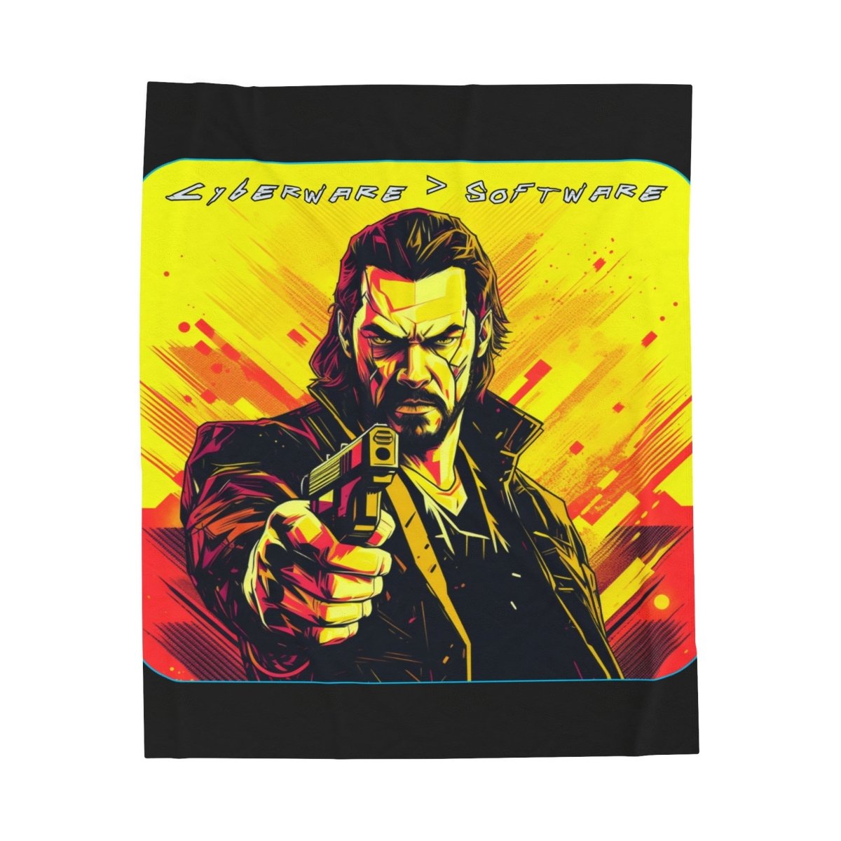 Goated Goods - Cyberpunk 2077 - Cyberware Software - Velveteen Plush Blanket - 30" × 40" -