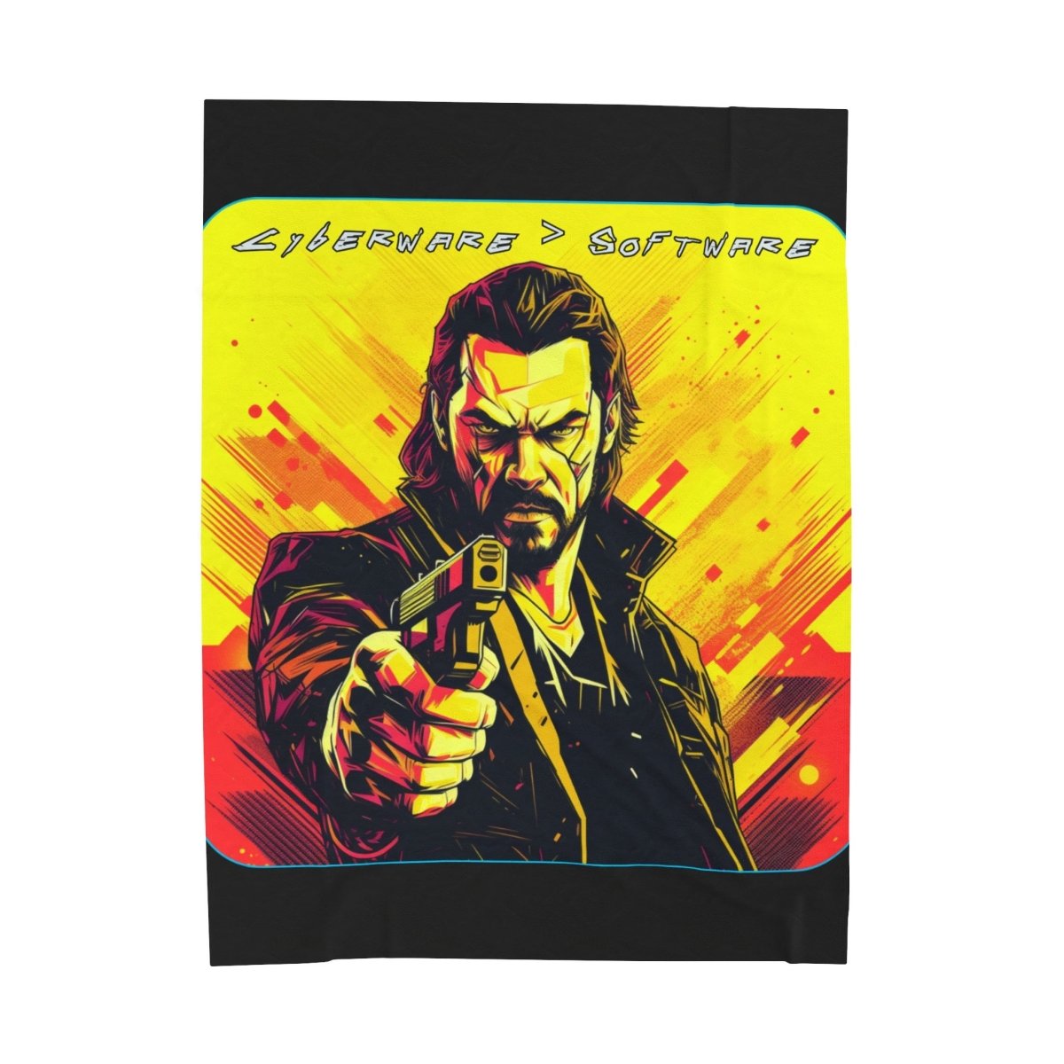 Goated Goods - Cyberpunk 2077 - Cyberware Software - Velveteen Plush Blanket - 60" × 80" -