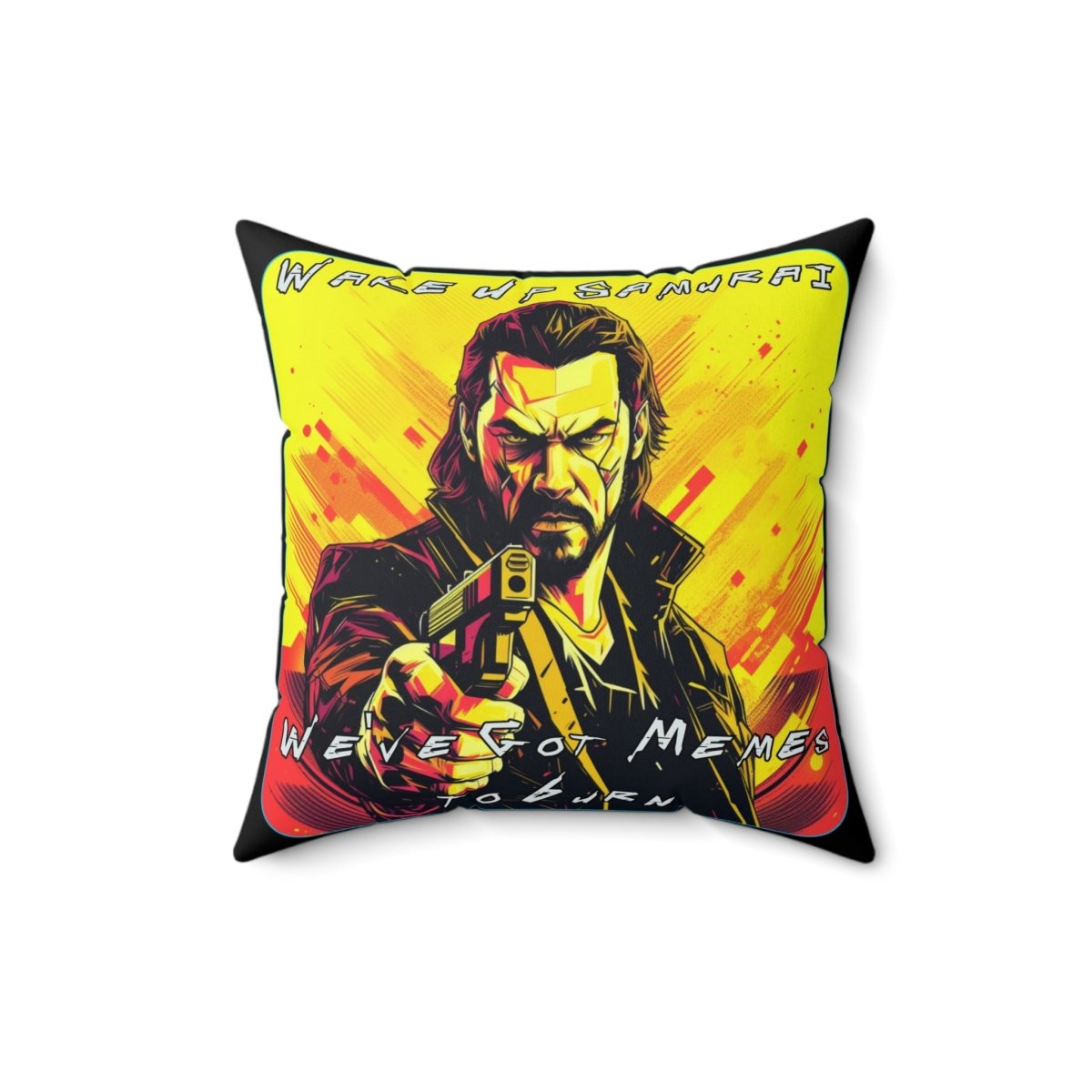 Goated Goods - Cyberpunk 2077 - Wake Up, Samurai - Square Pillow - 16" × 16" -