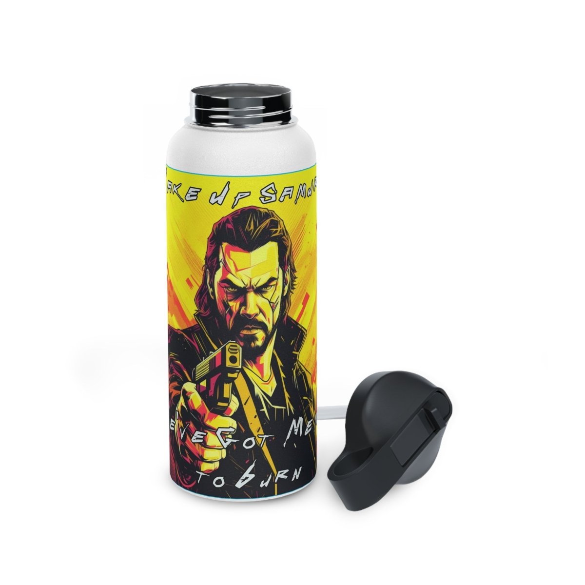 Goated Goods - Cyberpunk 2077 - Wake Up, Samurai - Stainless Steel Water Bottle, Standard Lid - 32oz - White