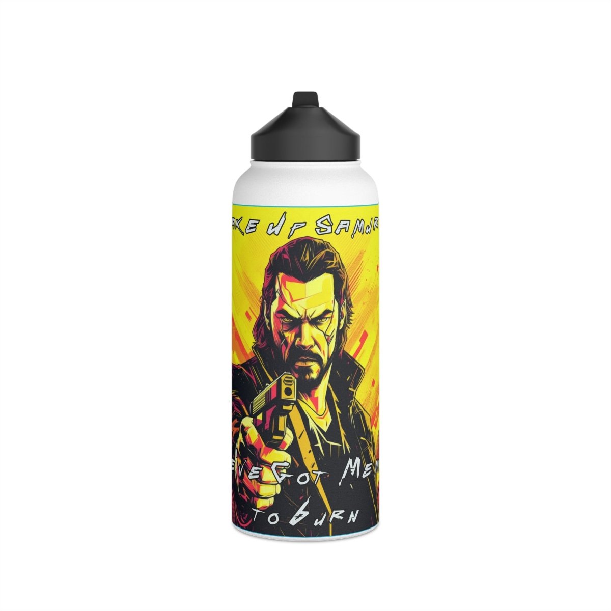 Goated Goods - Cyberpunk 2077 - Wake Up, Samurai - Stainless Steel Water Bottle, Standard Lid - 32oz - White