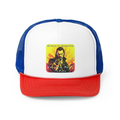 Goated Goods - Cyberpunk 2077 - Wake Up, Samurai - Trucker Hat - Blue/Red - One size