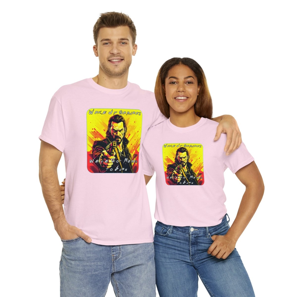 Goated Goods - Cyberpunk 2077 - Wake Up, Samurai - Unisex T-shirt - Light Pink - S