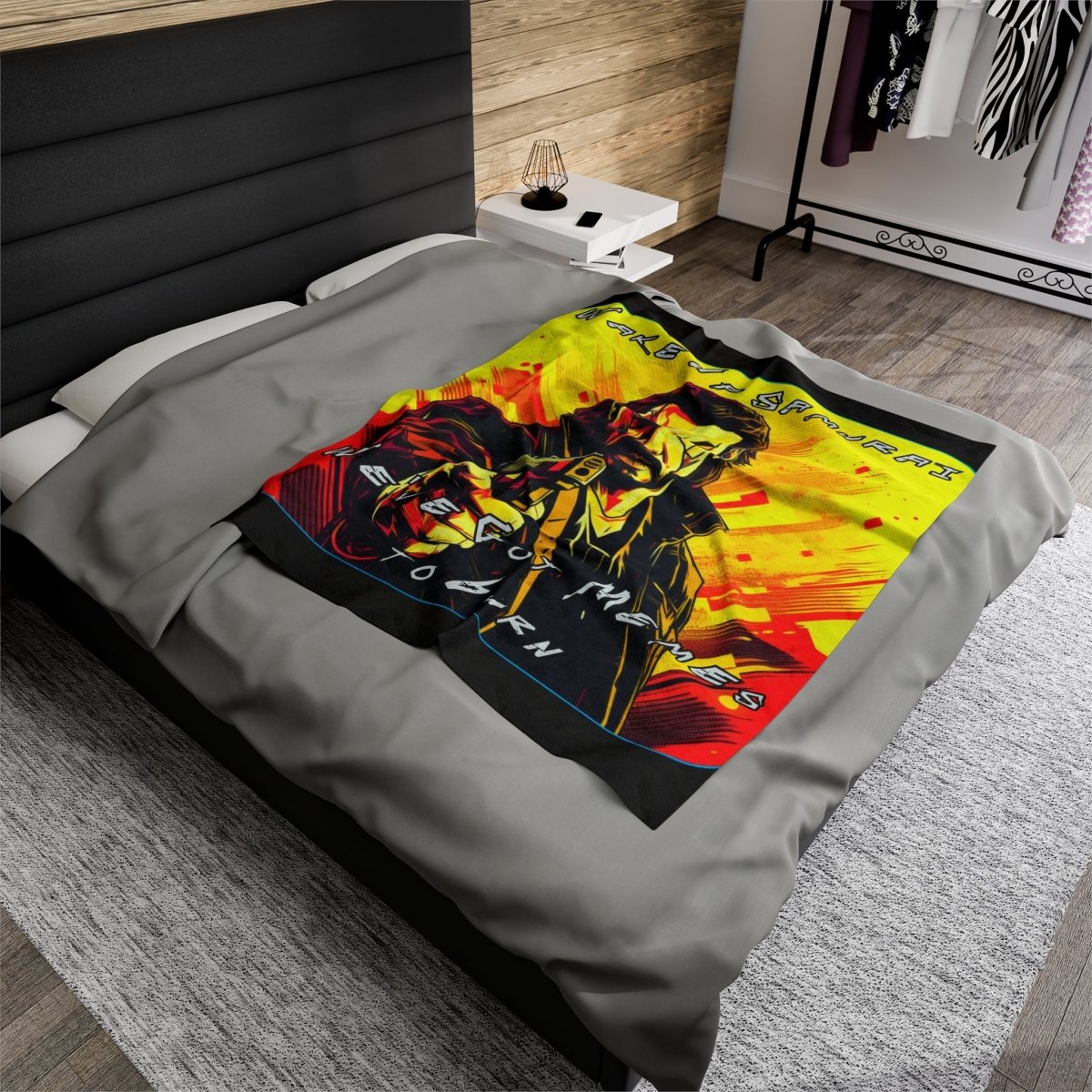 Goated Goods - Cyberpunk 2077 - Wake Up, Samurai - Velveteen Plush Blanket - 50" × 60" -