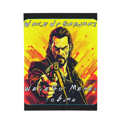 Goated Goods - Cyberpunk 2077 - Wake Up, Samurai - Velveteen Plush Blanket - 50" × 60" -