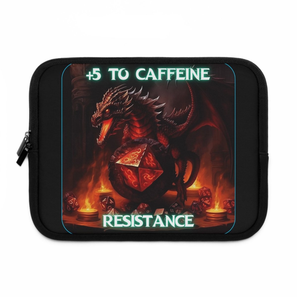 Goated Goods - D&D - +5 to Caffeine Resistance - Laptop Sleeve - Black - 10"