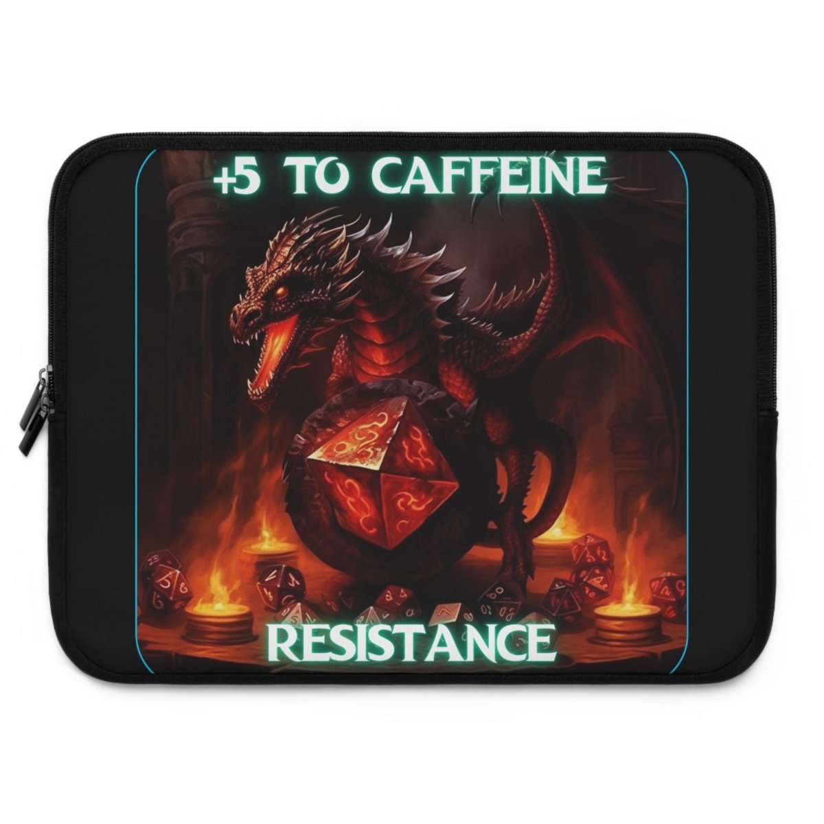 Goated Goods - D&D - +5 to Caffeine Resistance - Laptop Sleeve - Black - 15"