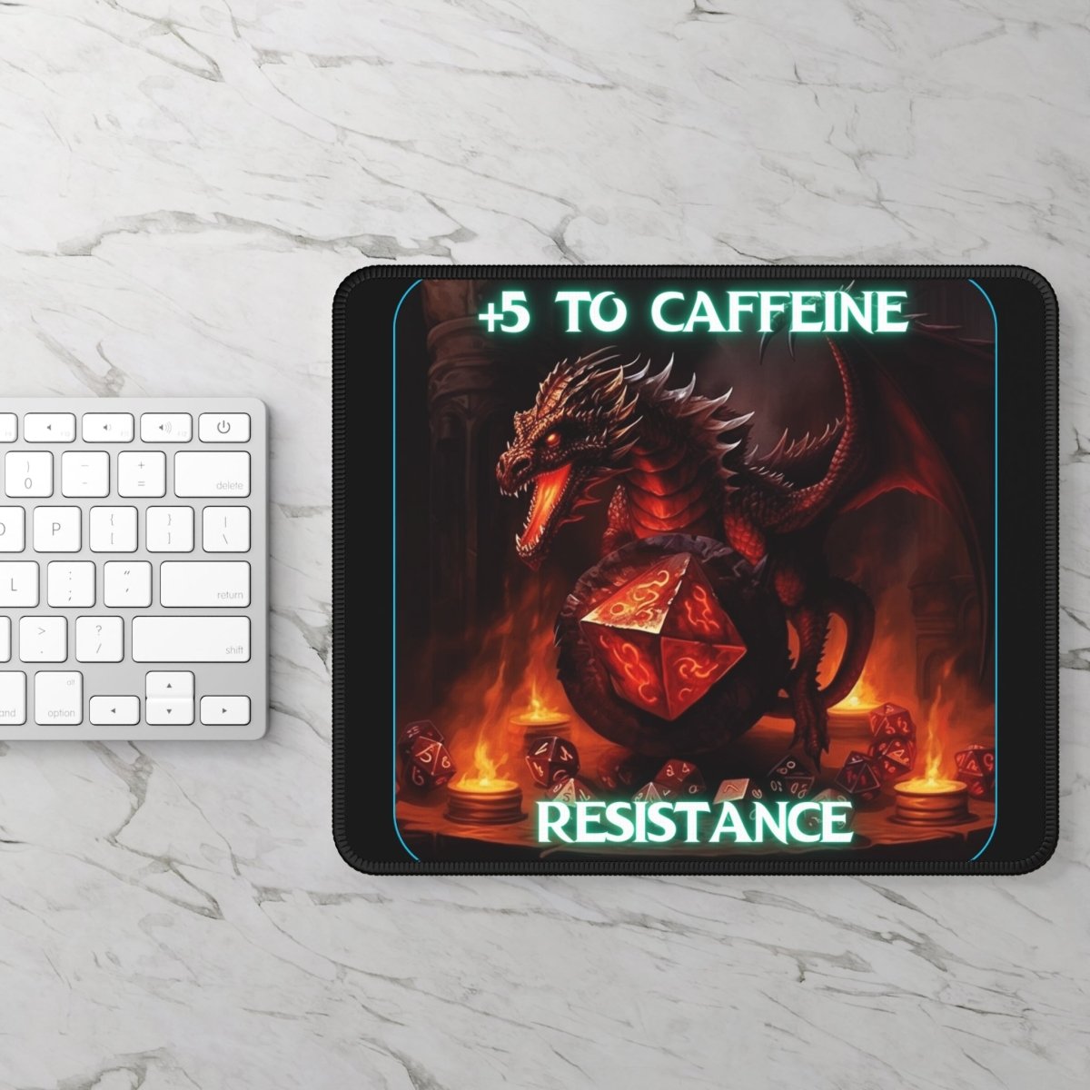 Goated Goods - D&D - +5 to Caffeine Resistance - Mouse Pad - Rectangle - 9" × 7"