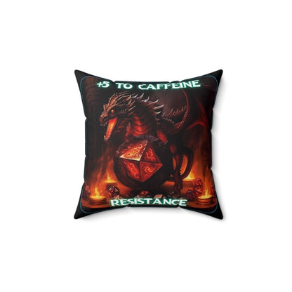 Goated Goods - D&D - +5 to Caffeine Resistance - Square Pillow - 14" × 14" -