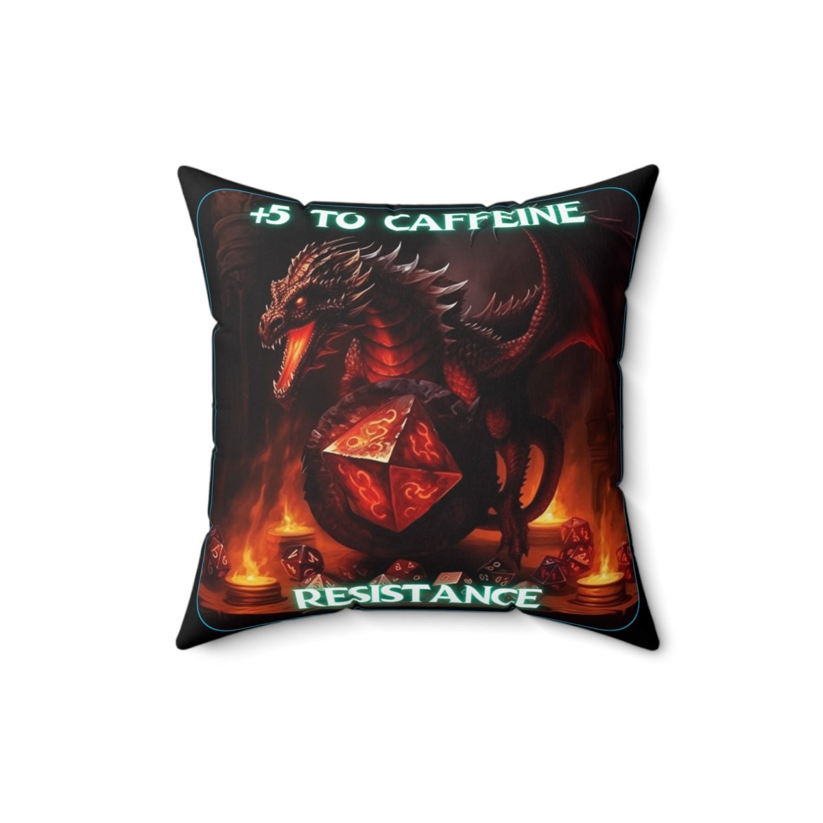 Goated Goods - D&D - +5 to Caffeine Resistance - Square Pillow - 16" × 16" -