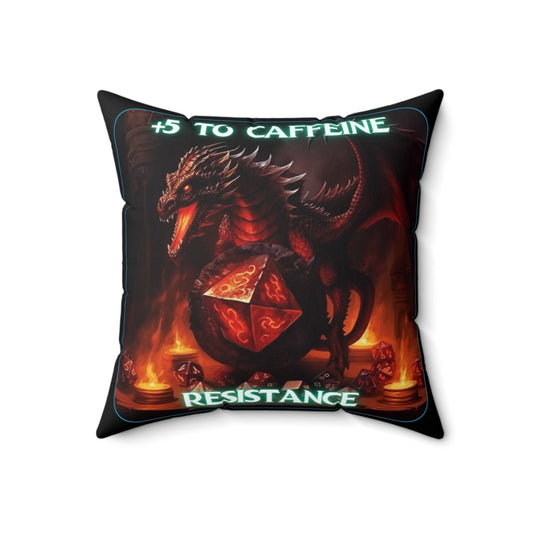 Goated Goods - D&D - +5 to Caffeine Resistance - Square Pillow - 18" × 18" -