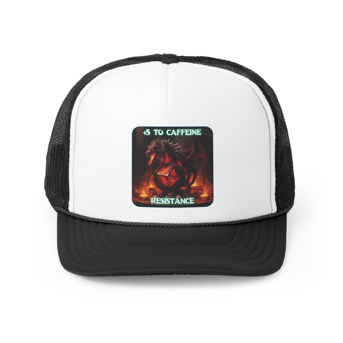 Goated Goods - D&D - +5 to Caffeine Resistance - Trucker Hat - Black - One size