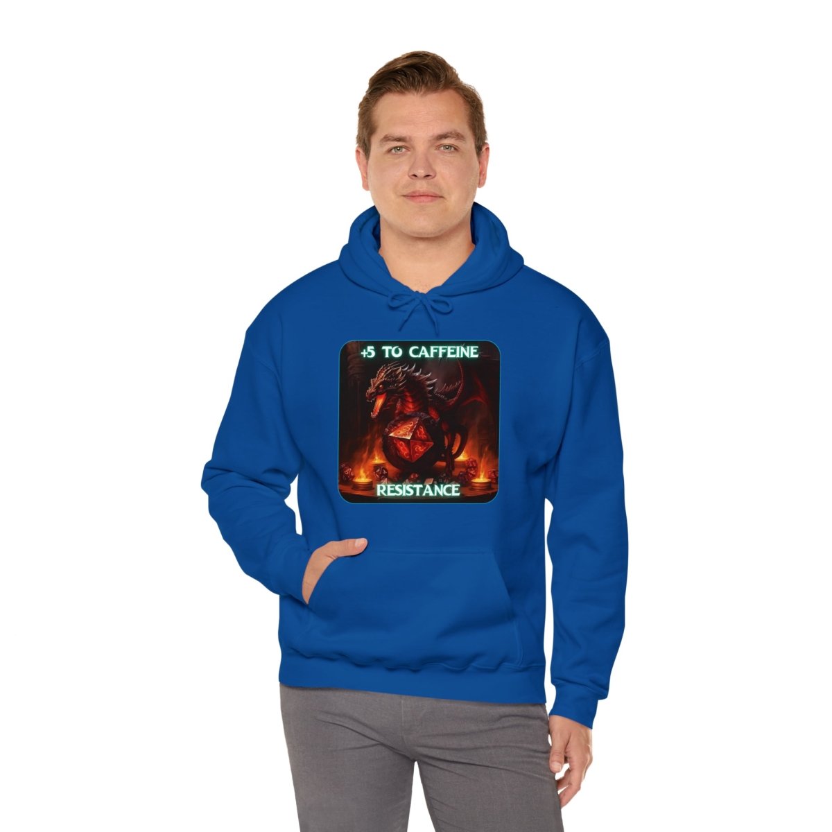 Goated Goods - D&D - +5 to Caffeine Resistance - Unisex Hoodie - Royal - S