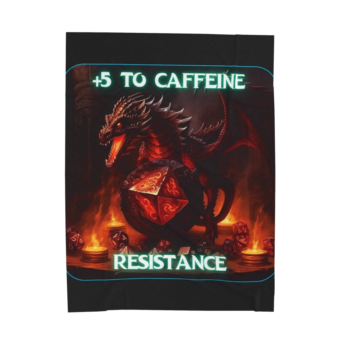 Goated Goods - D&D - +5 to Caffeine Resistance - Velveteen Plush Blanket - 60" × 80" -