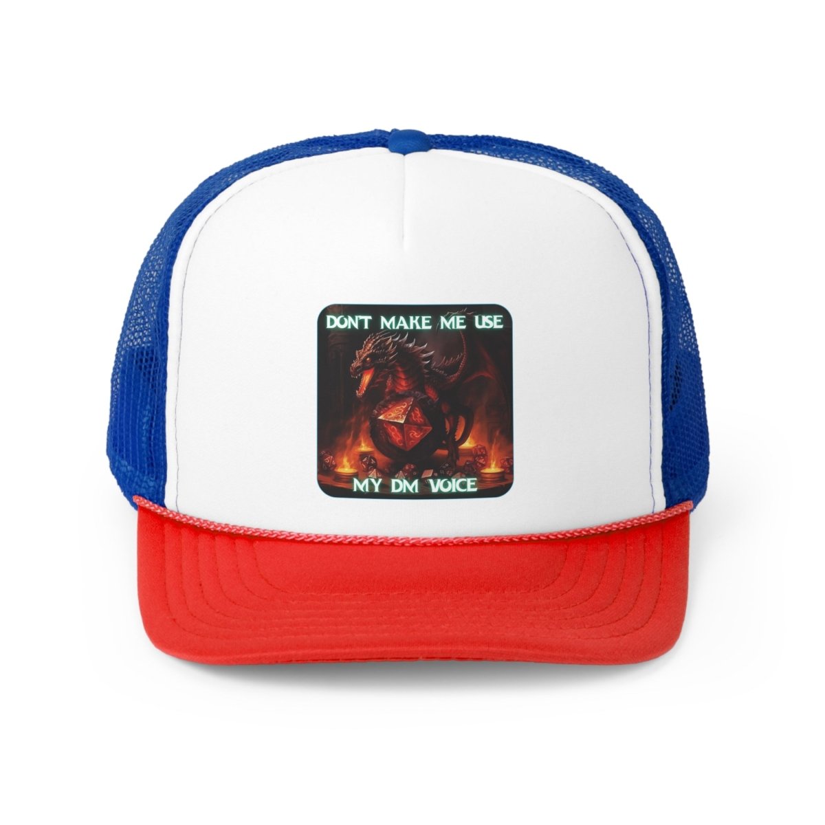 Goated Goods - D&D - Don't Make Me Use My DM Voice - Trucker Hat - Blue/Red - One size