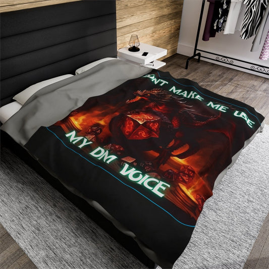 Goated Goods - D&D - Don't Make Me Use My DM Voice - Velveteen Plush Blanket - 60" × 80" -