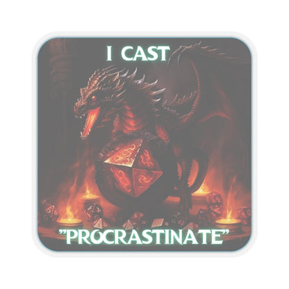 Goated Goods - D&D - I Cast Procrastinate - Kiss-Cut Transparent Sticker - 4" × 4" - Transparent