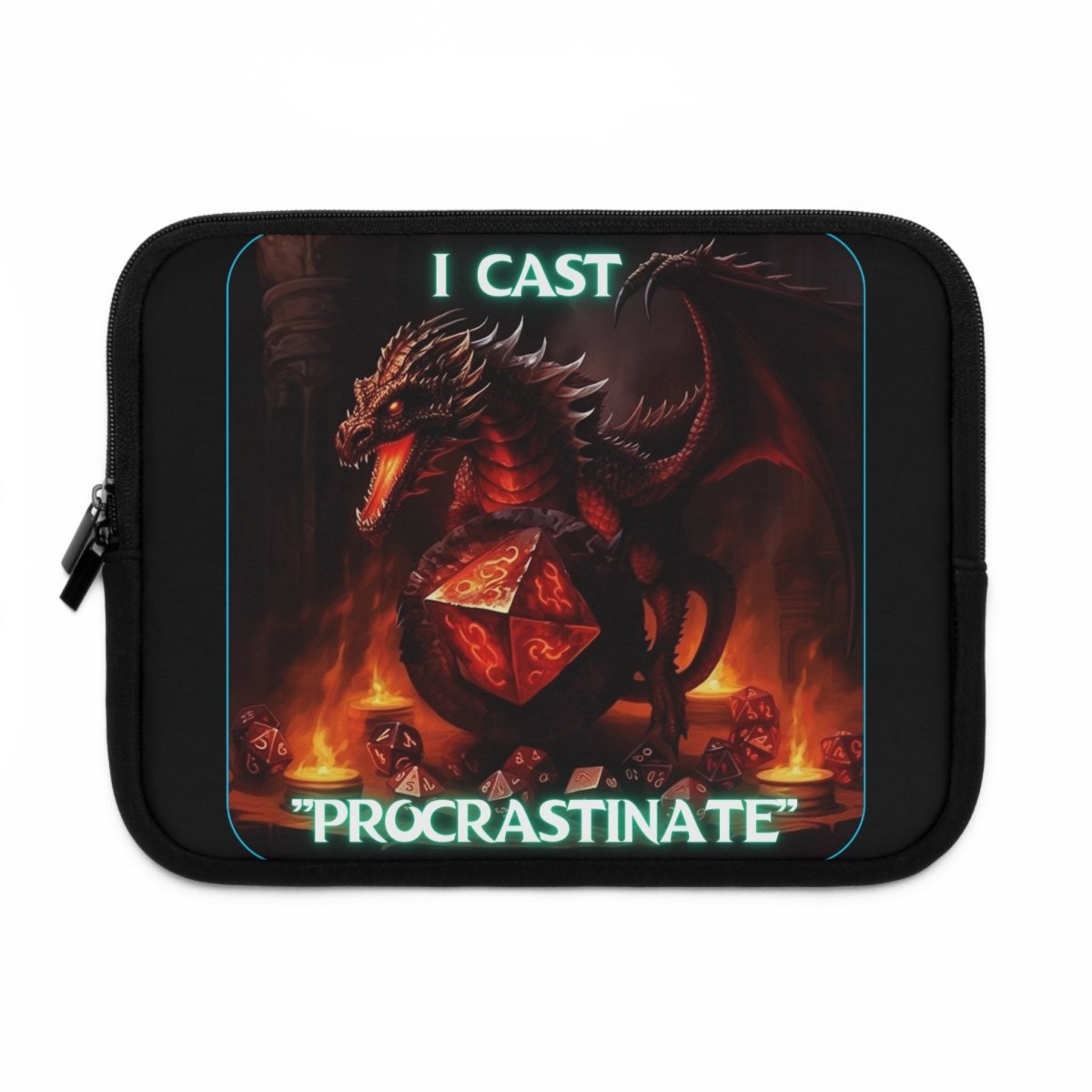 Goated Goods - D&D - I Cast Procrastinate - Laptop Sleeve - Black - 10"