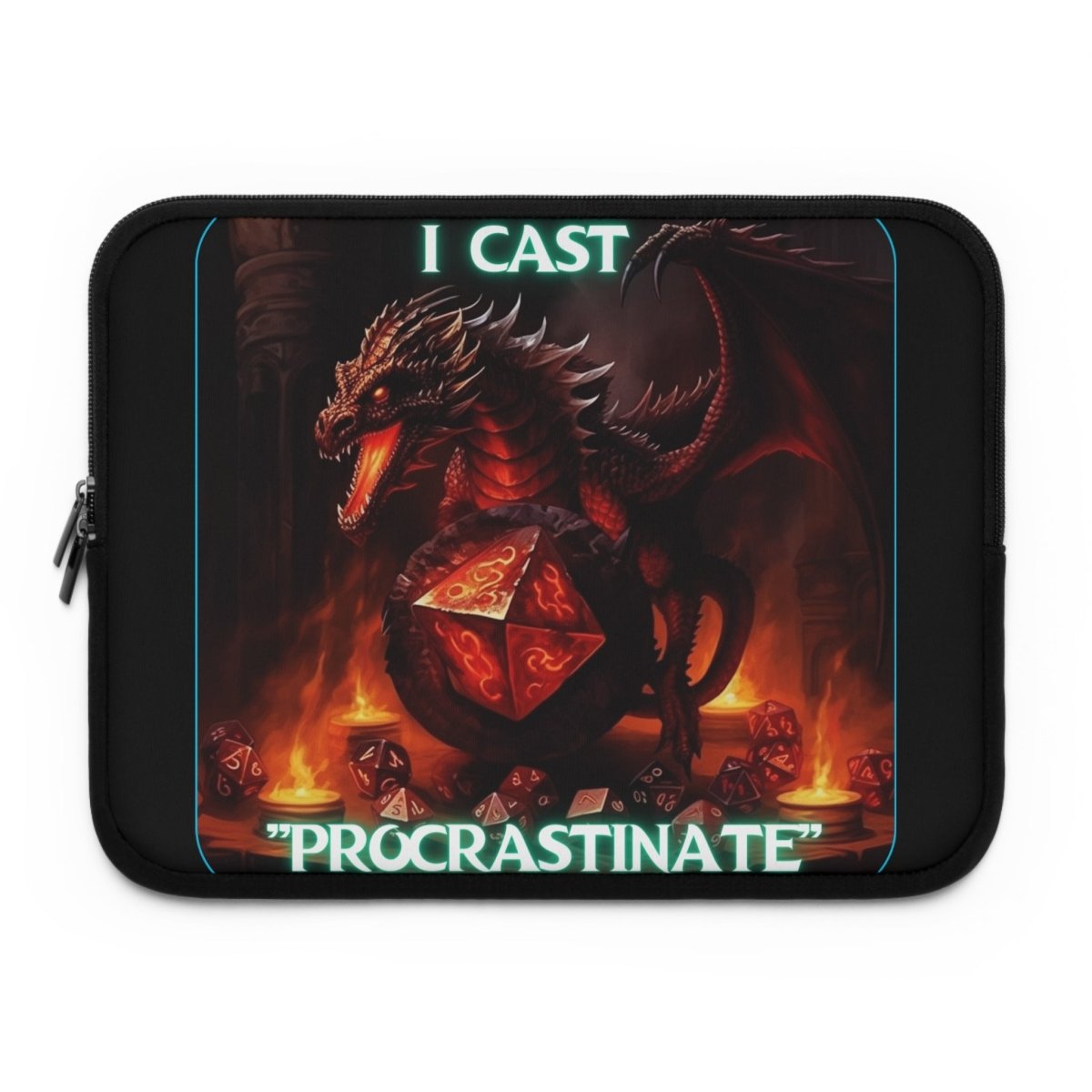 Goated Goods - D&D - I Cast Procrastinate - Laptop Sleeve - Black - 13"