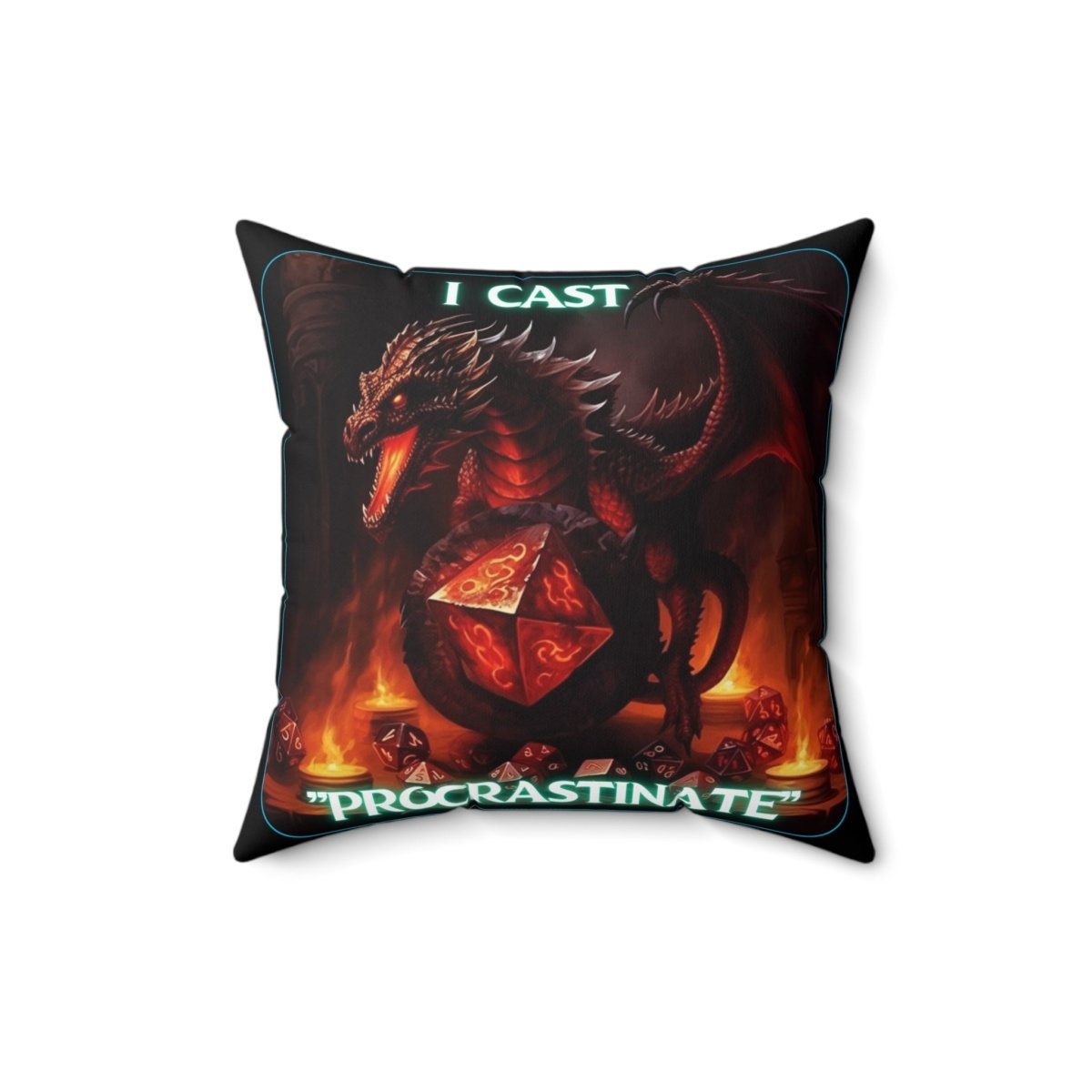 Goated Goods - D&D - I Cast Procrastinate - Square Pillow - 16" × 16" -