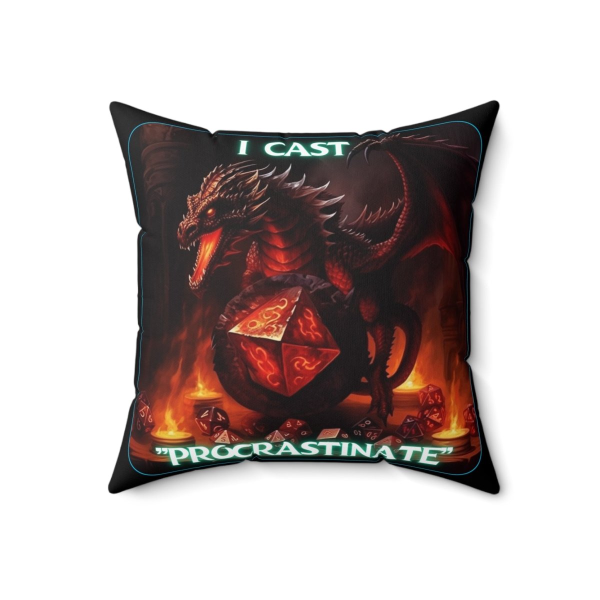 Goated Goods - D&D - I Cast Procrastinate - Square Pillow - 18" × 18" -