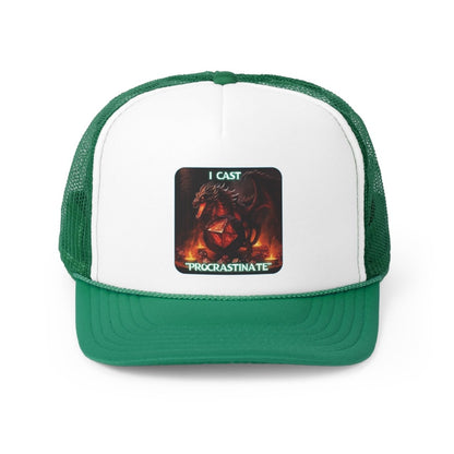 Goated Goods - D&D - I Cast Procrastinate - Trucker Hat - Green - One size