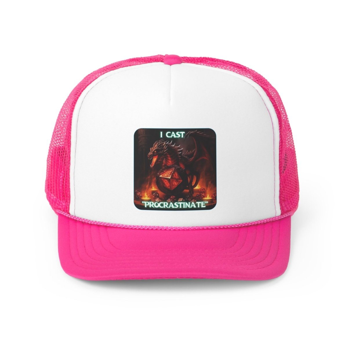 Goated Goods - D&D - I Cast Procrastinate - Trucker Hat - Pink - One size