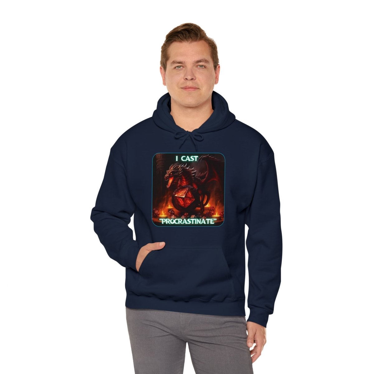 Goated Goods - D&D - I Cast Procrastinate - Unisex Hoodie - Navy - S