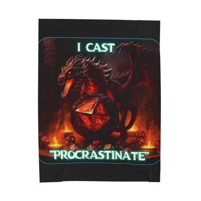 Goated Goods - D&D - I Cast Procrastinate - Velveteen Plush Blanket - 60" × 80" -