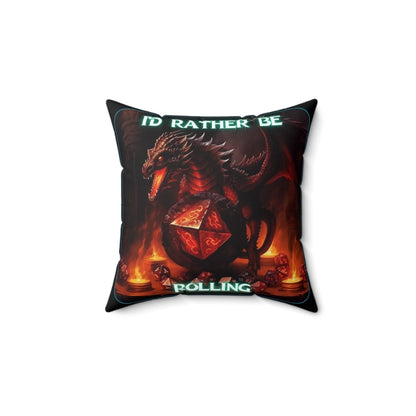 Goated Goods - D&D - I'd Rather Be Rolling - Square Pillow - 14" × 14" -