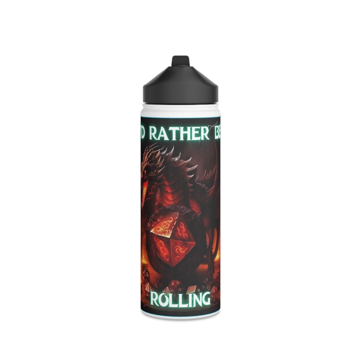 Goated Goods - D&D - I'd Rather Be Rolling - Stainless Steel Water Bottle, Standard Lid - 18oz - White