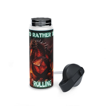 Goated Goods - D&D - I'd Rather Be Rolling - Stainless Steel Water Bottle, Standard Lid - 18oz - White