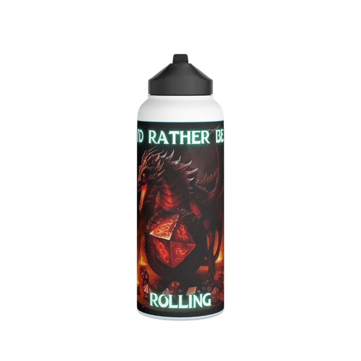 Goated Goods - D&D - I'd Rather Be Rolling - Stainless Steel Water Bottle, Standard Lid - 32oz - White