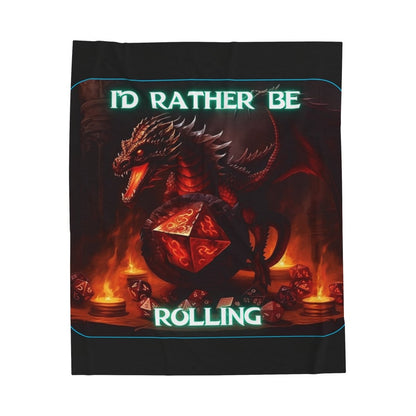 Goated Goods - D&D - I'd Rather Be Rolling - Velveteen Plush Blanket - 30" × 40" -