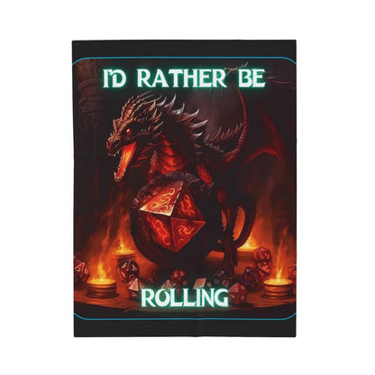 Goated Goods - D&D - I'd Rather Be Rolling - Velveteen Plush Blanket - 50" × 60" -