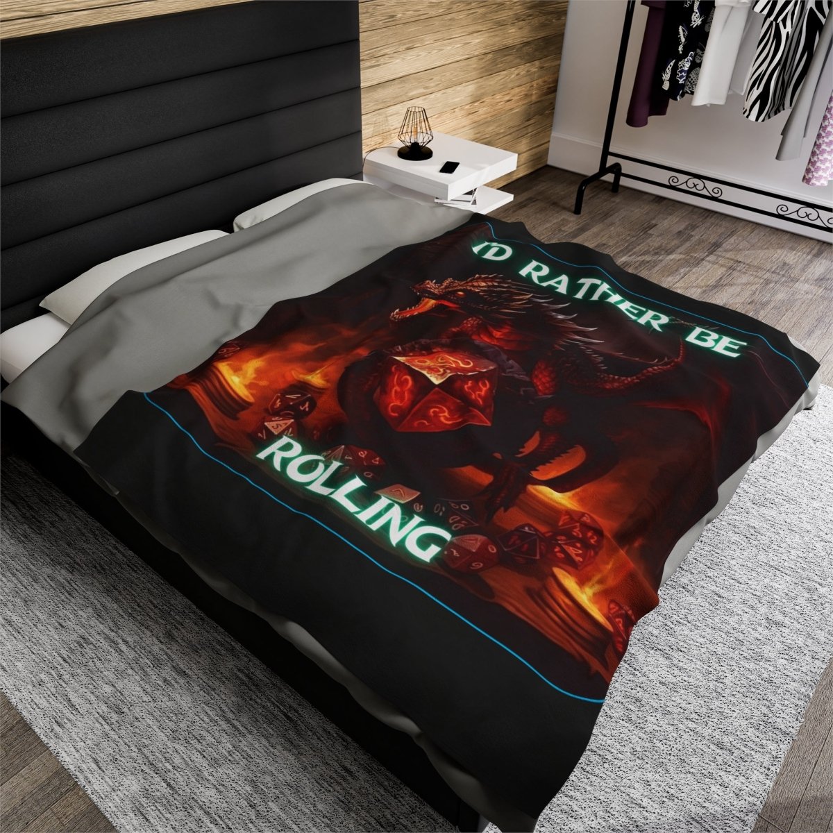 Goated Goods - D&D - I'd Rather Be Rolling - Velveteen Plush Blanket - 60" × 80" -