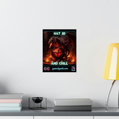 Goated Goods - D&D - Nat 20s and Chill - Matte Vertical Poster - 11″ x 14″ - Matte