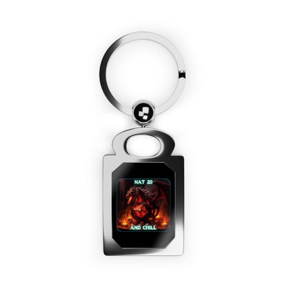 Goated Goods - D&D - Nat 20s and Chill - Silver Keychain - One size - Glossy