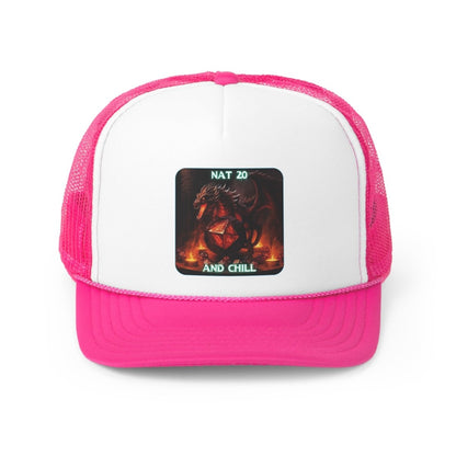 Goated Goods - D&D - Nat 20s and Chill - Trucker Hat - Pink - One size