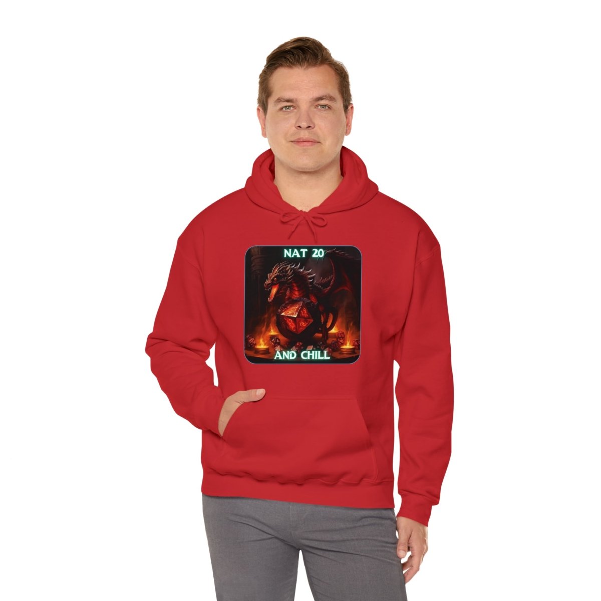 Goated Goods - D&D - Nat 20s and Chill - Unisex Hoodie - Red - S