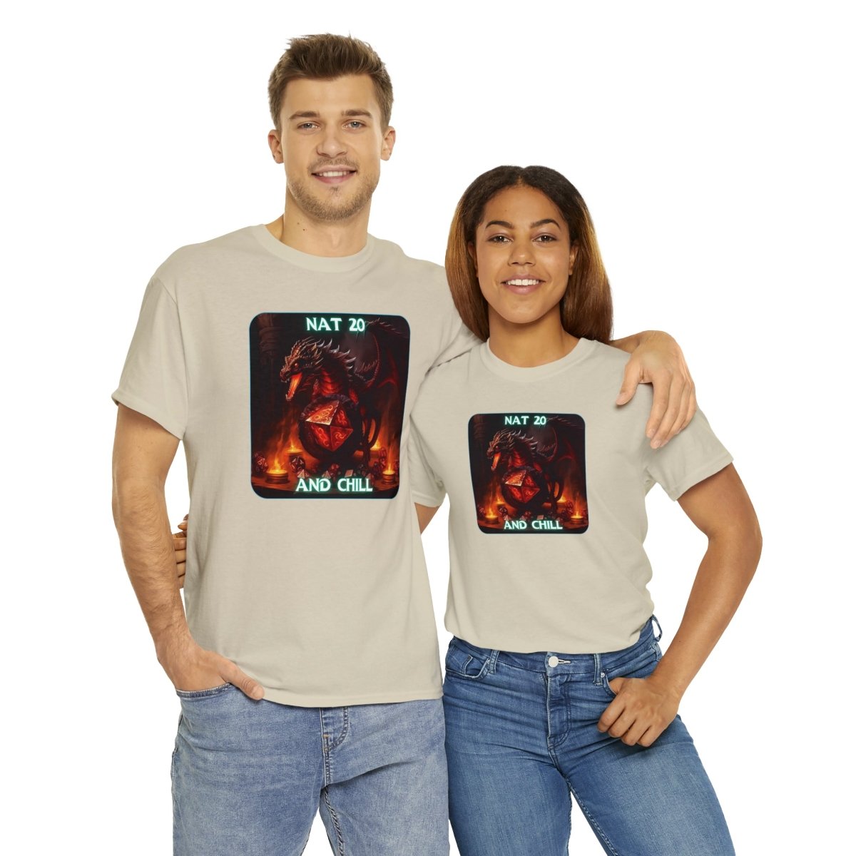 Goated Goods - D&D - Nat 20s and Chill - Unisex T-shirt - Sand - S