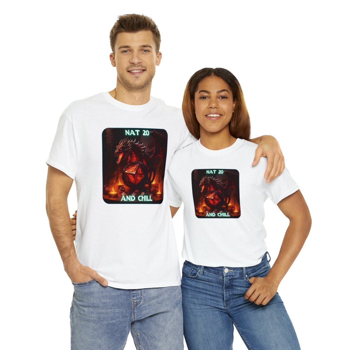 Goated Goods - D&D - Nat 20s and Chill - Unisex T-shirt - White - S