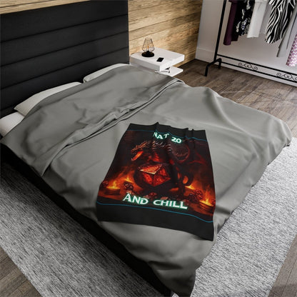 Goated Goods - D&D - Nat 20s and Chill - Velveteen Plush Blanket - 30" × 40" -