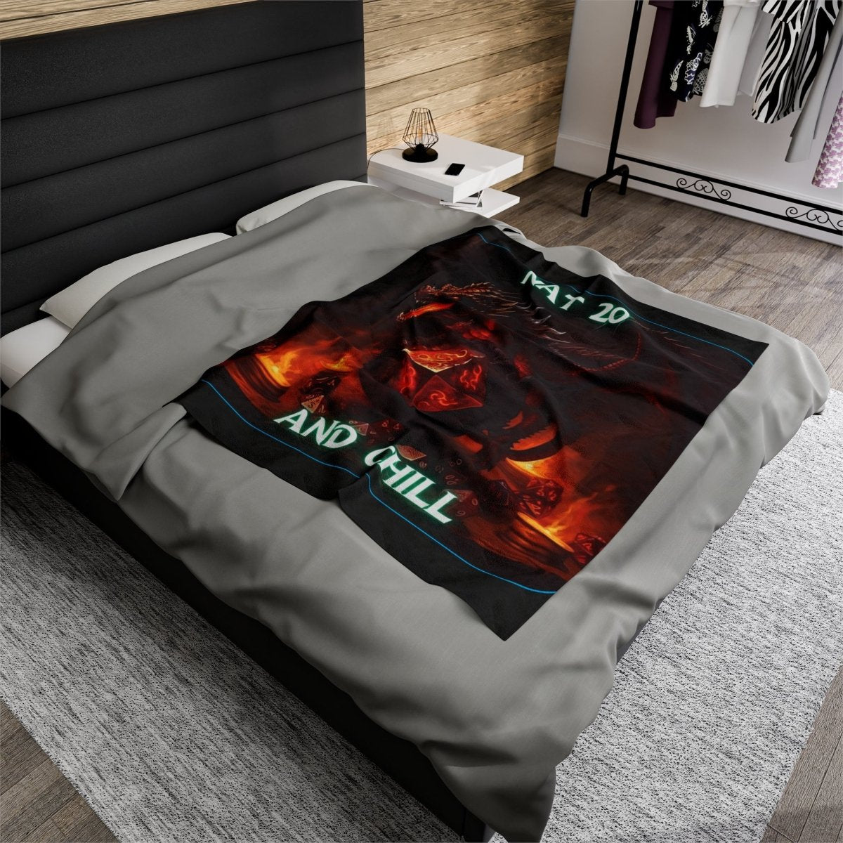 Goated Goods - D&D - Nat 20s and Chill - Velveteen Plush Blanket - 50" × 60" -