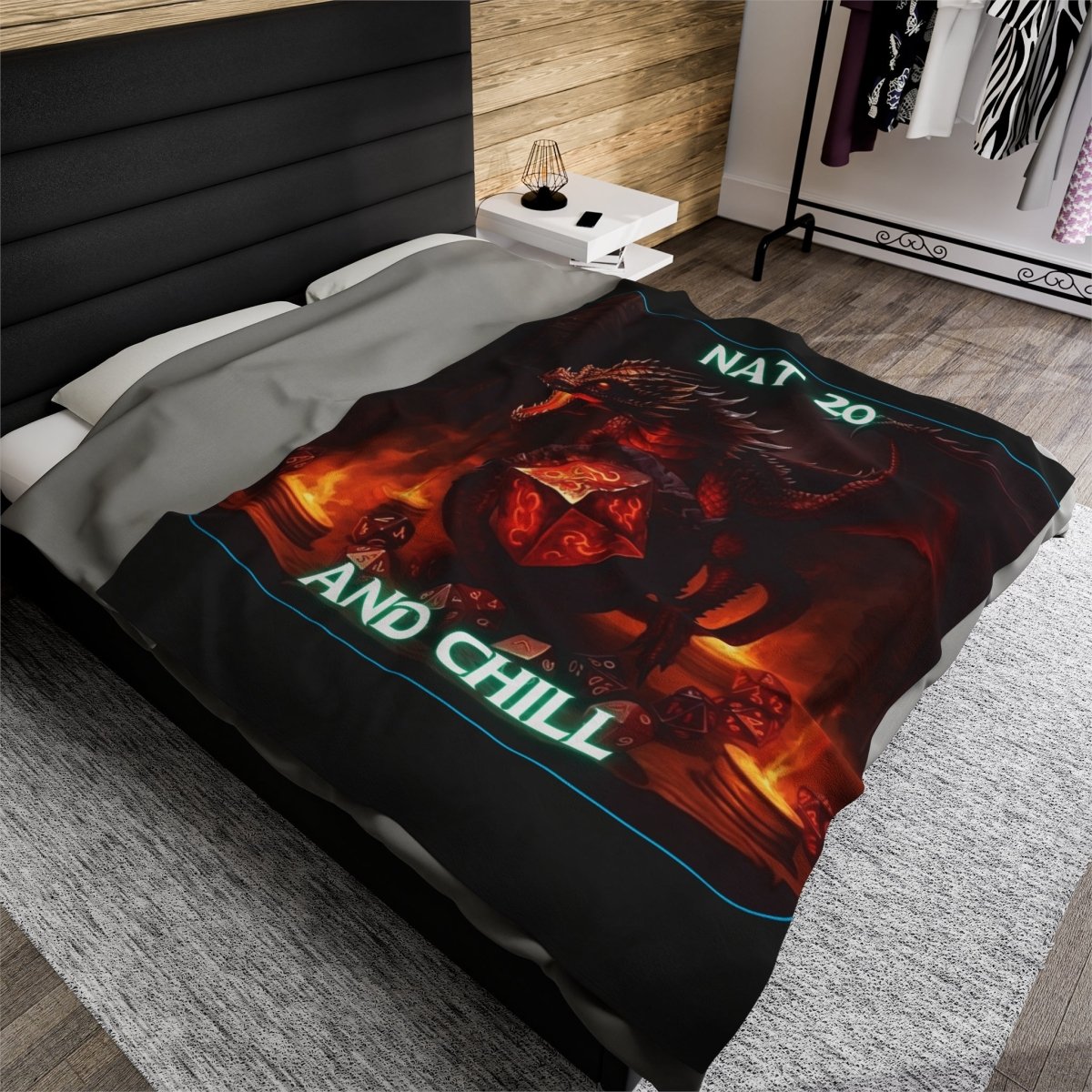 Goated Goods - D&D - Nat 20s and Chill - Velveteen Plush Blanket - 60" × 80" -