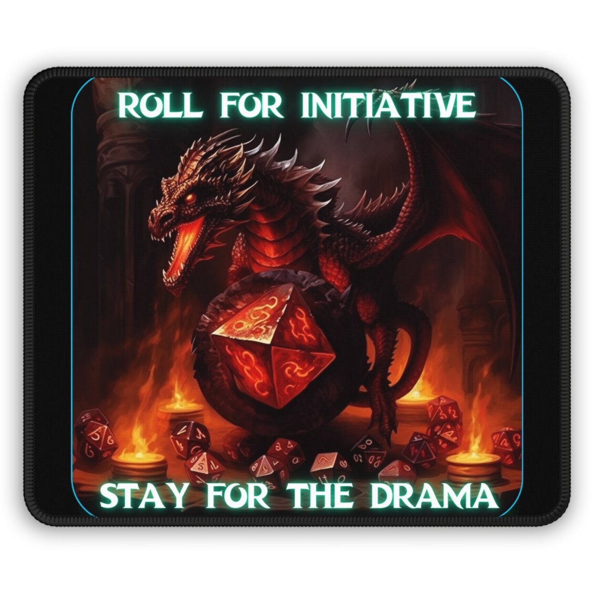 Goated Goods - D&D - Roll for Initiative, Stay for the Drama - Mouse Pad - Rectangle - 9" × 7"