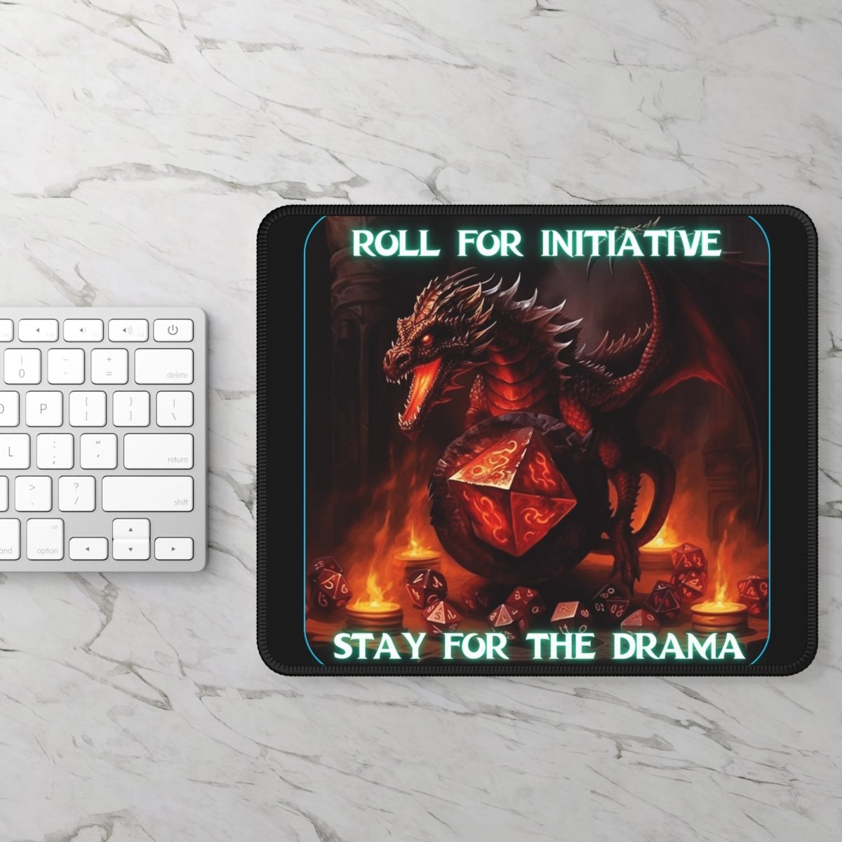 Goated Goods - D&D - Roll for Initiative, Stay for the Drama - Mouse Pad - Rectangle - 9" × 7"