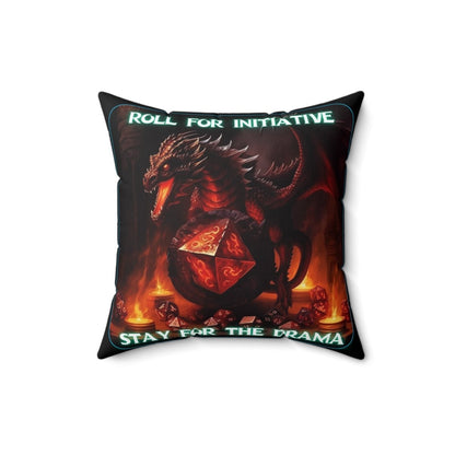 Goated Goods - D&D - Roll for Initiative, Stay for the Drama - Square Pillow - 16" × 16" -