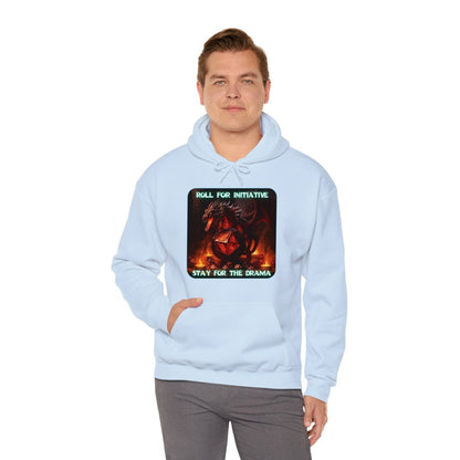 Goated Goods - D&D - Roll for Initiative, Stay for the Drama - Unisex Hoodie - Light Blue - S